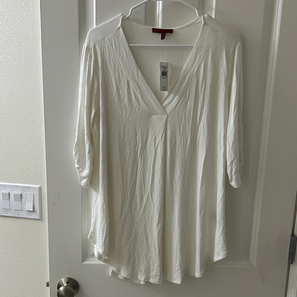 Elegant Cream V-Neck Tunic